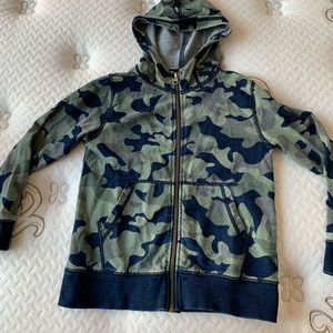 Crewcuts camo zip up hoodie, size 7